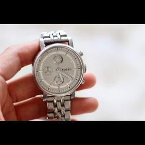 Silver Fossil Watch